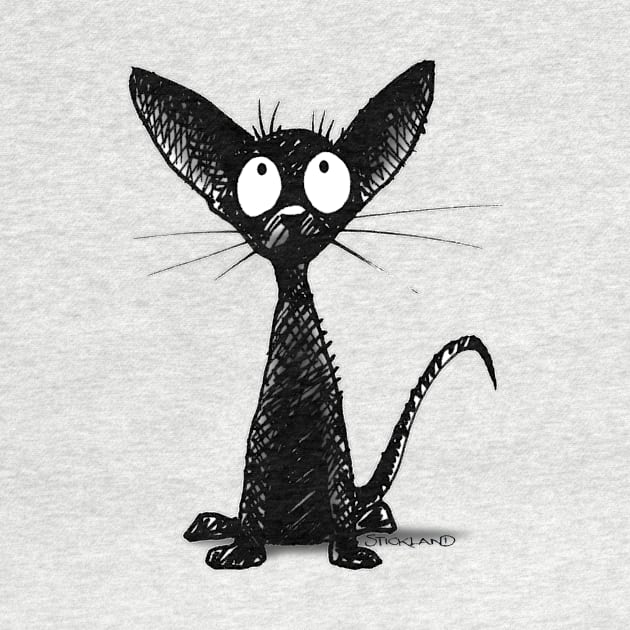 Cute Funny Black Oriental Kitten Cat Art by PaulStickland